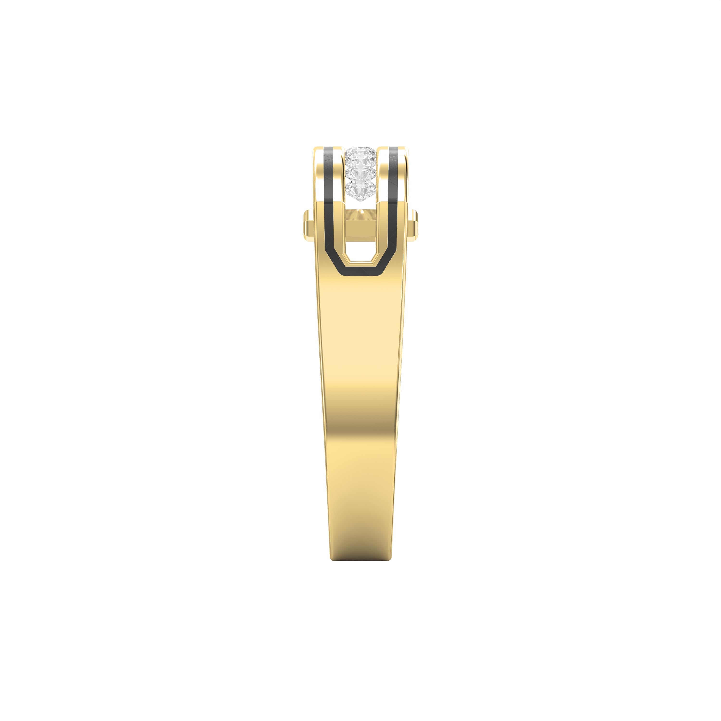 Round Diamond Onyx Channel Men's Ring ( 0.40 Ct. )