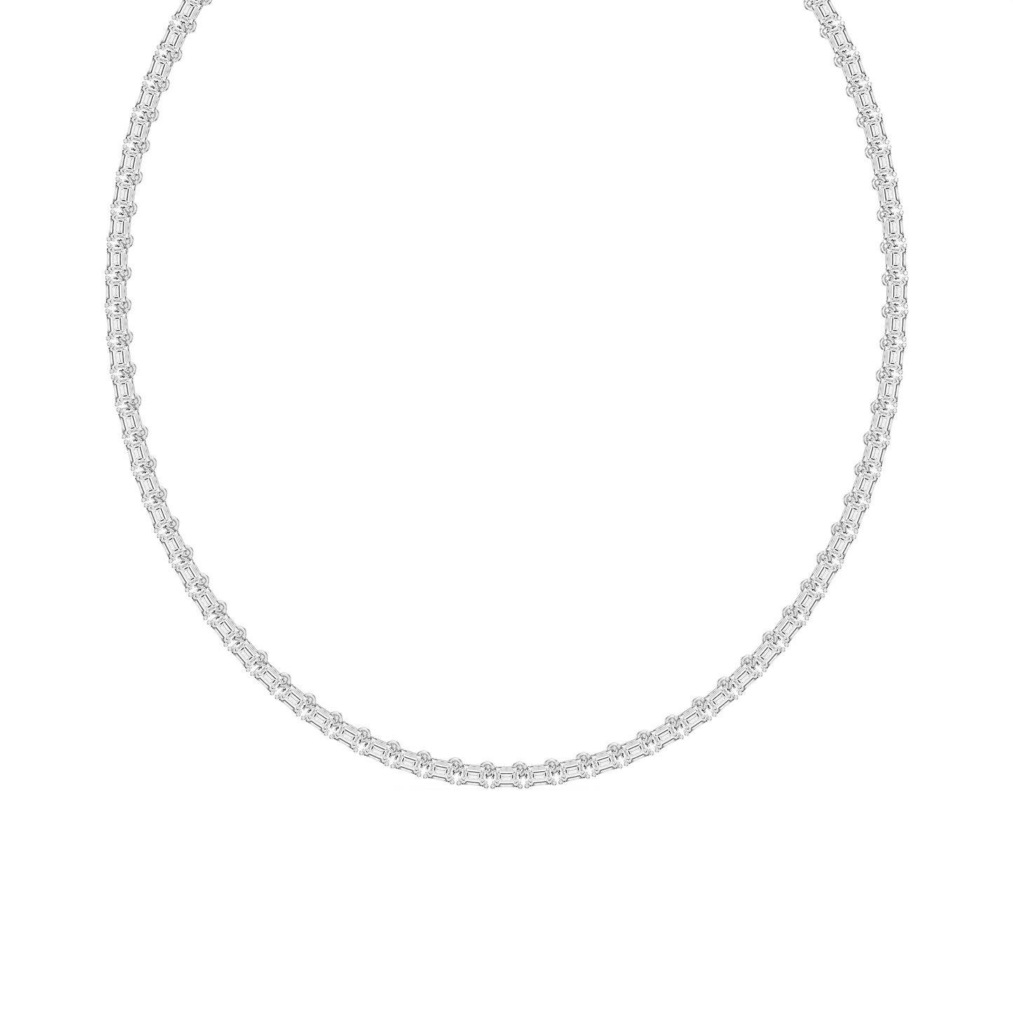Elevate Elegance Emerald Cut Diamond Tennis Necklace