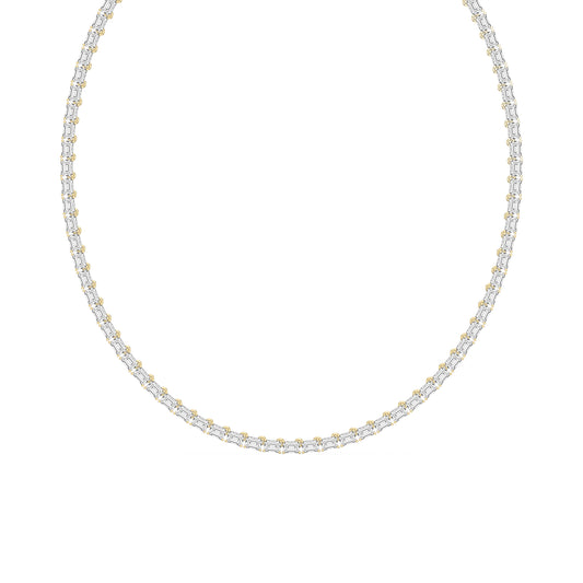 Elevate Elegance Emerald Cut Diamond Tennis Necklace