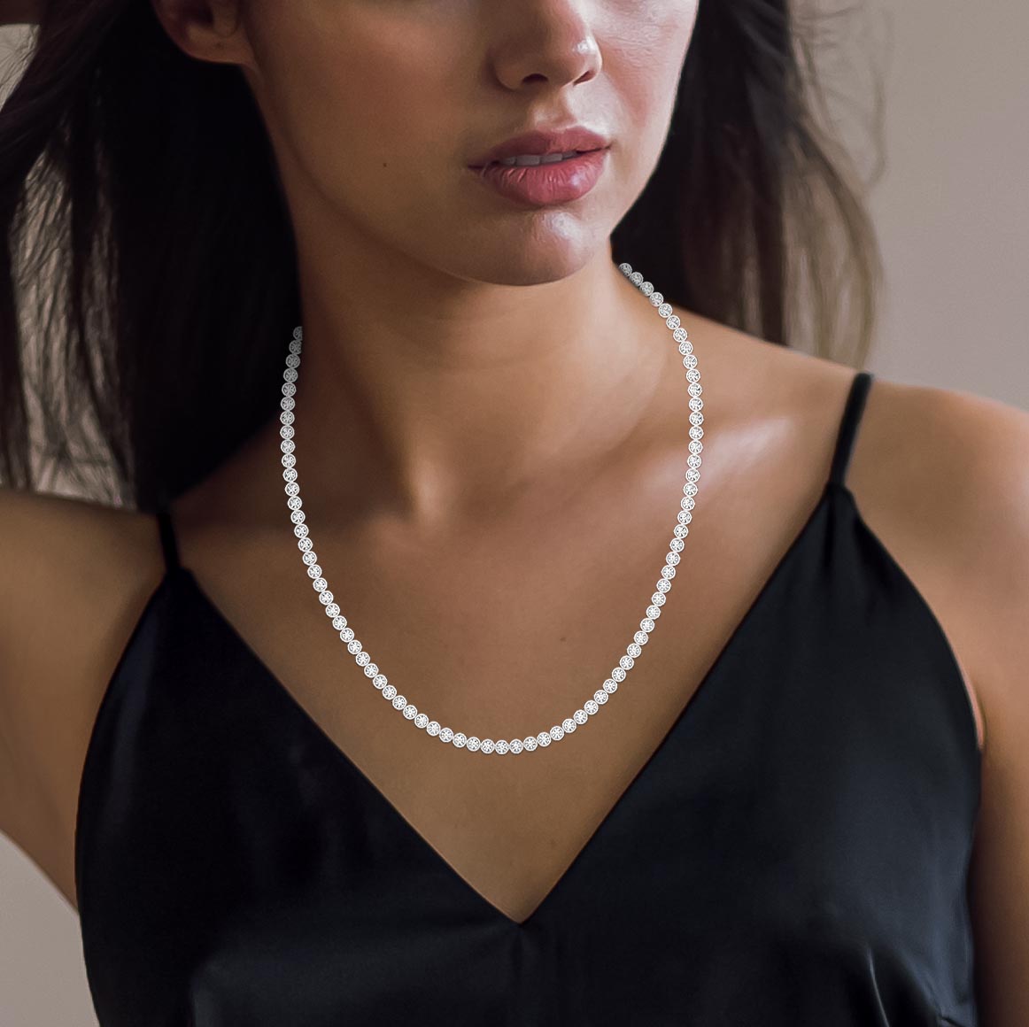 Round Shape Diamond Tennis Necklace