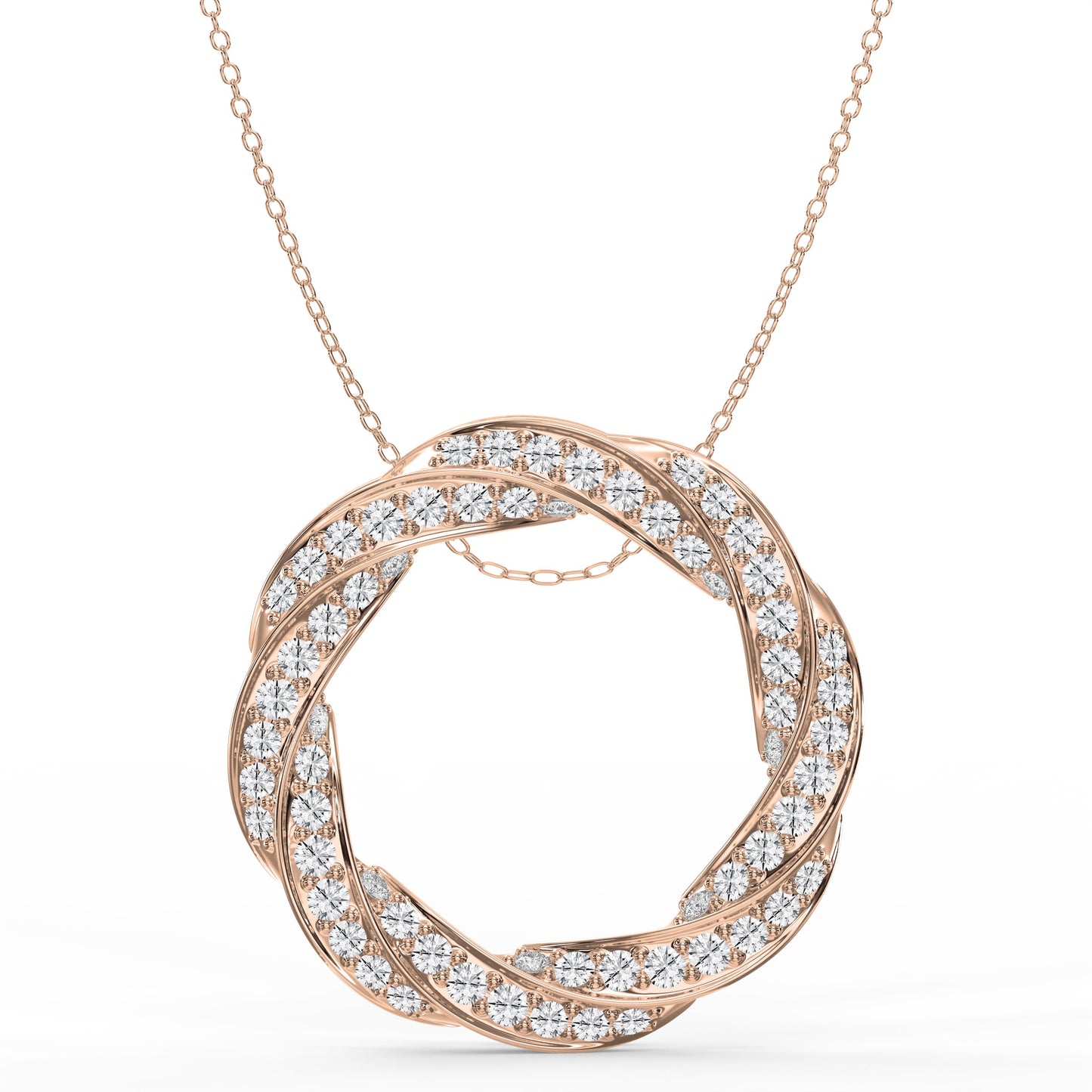 Round Diamond Twisted Circle of Life Fashion Necklace