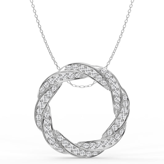 Round Diamond Twisted Circle of Life Fashion Necklace