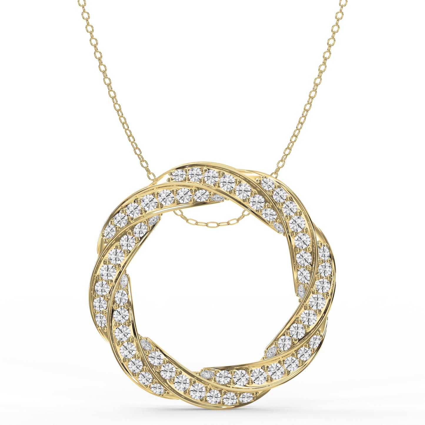 Round Diamond Twisted Circle of Life Fashion Necklace