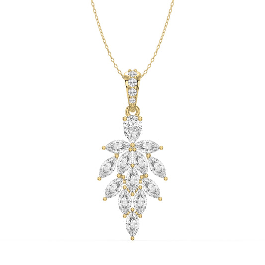 Marquise & Pear Cut Diamond Floral Pendant Necklace
