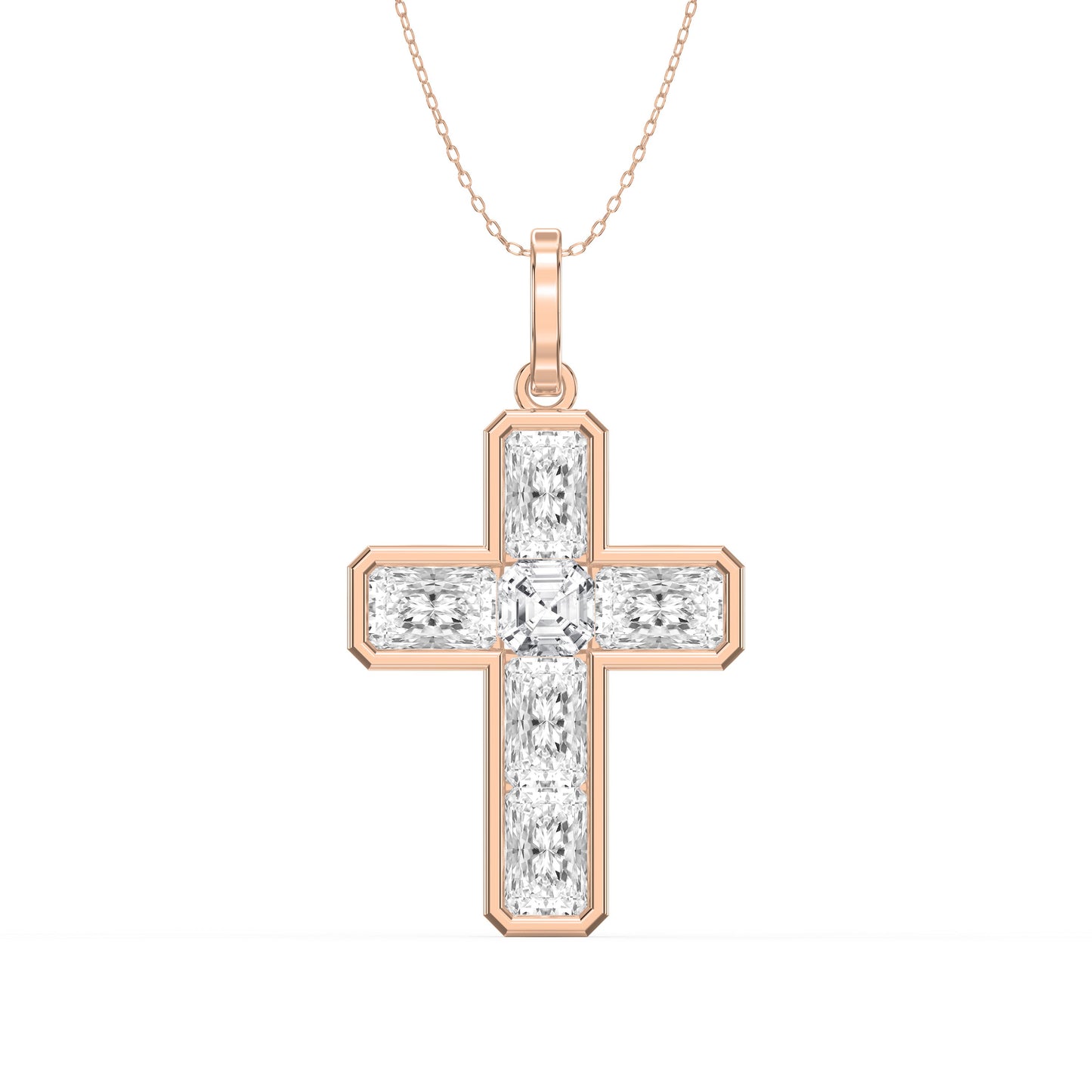 Radiant Diamond Cross Pendant Necklace