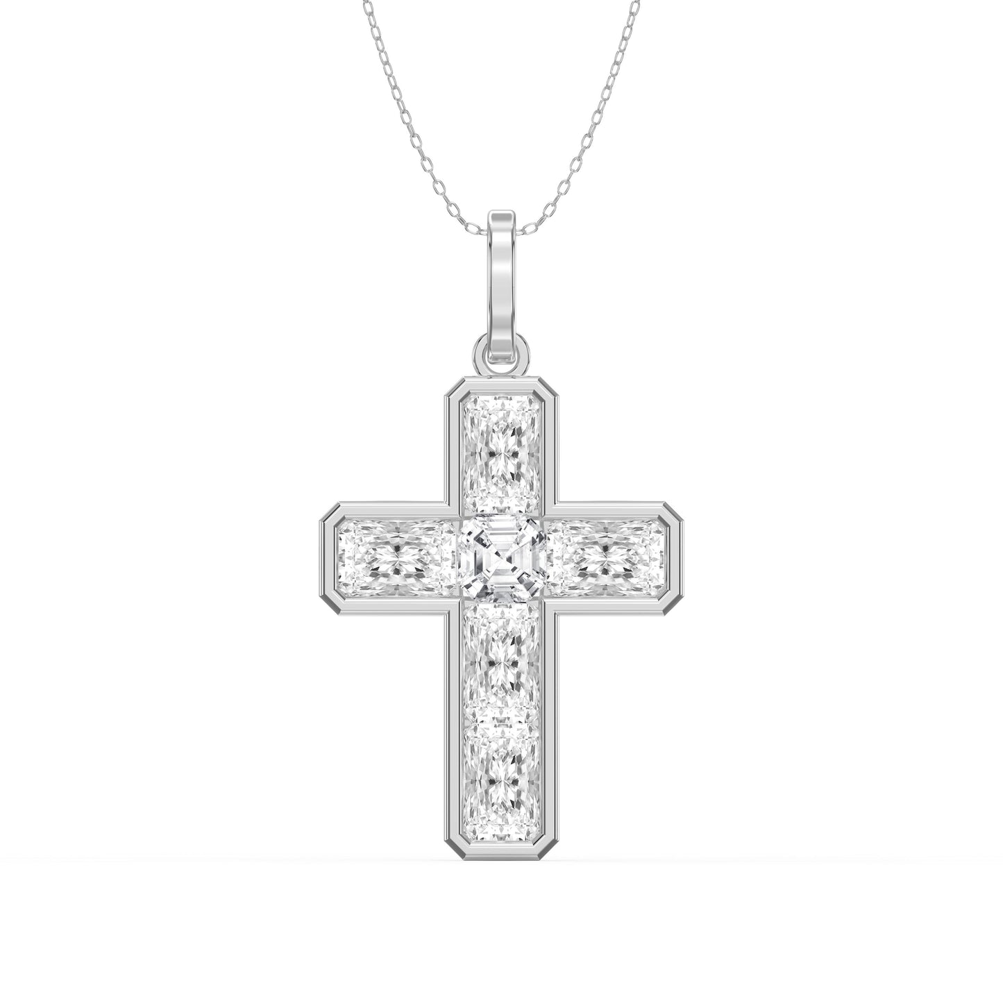 Radiant Diamond Cross Pendant Necklace