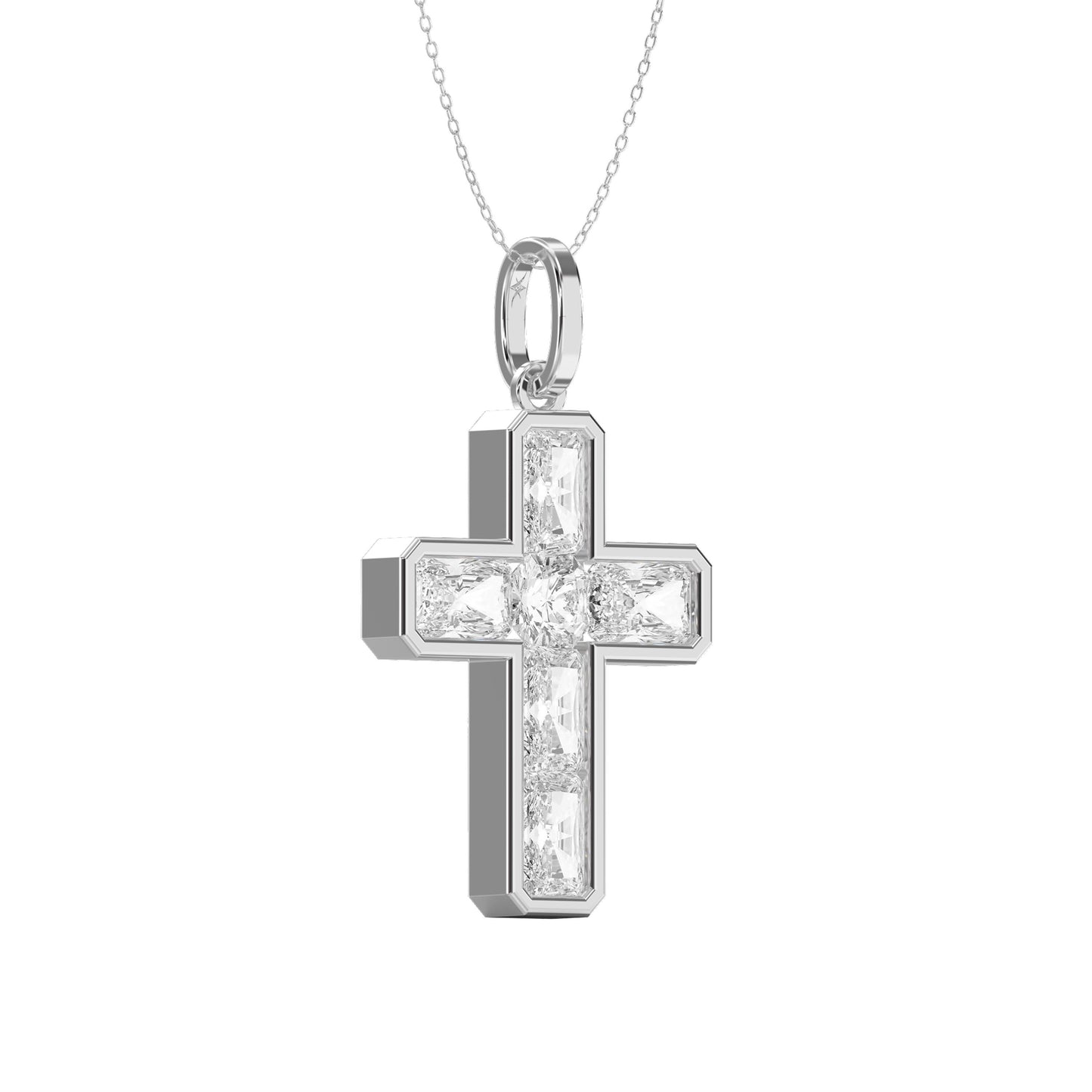 Radiant Diamond Cross Pendant Necklace