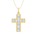 Radiant Diamond Cross Pendant Necklace