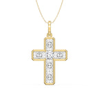 Radiant Diamond Cross Pendant Necklace