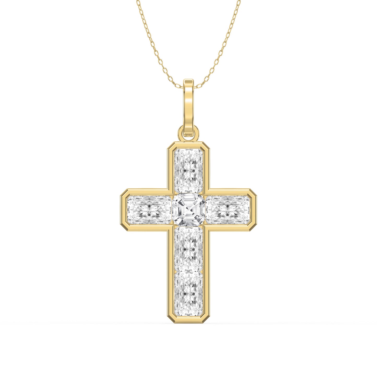 Radiant Diamond Cross Pendant Necklace