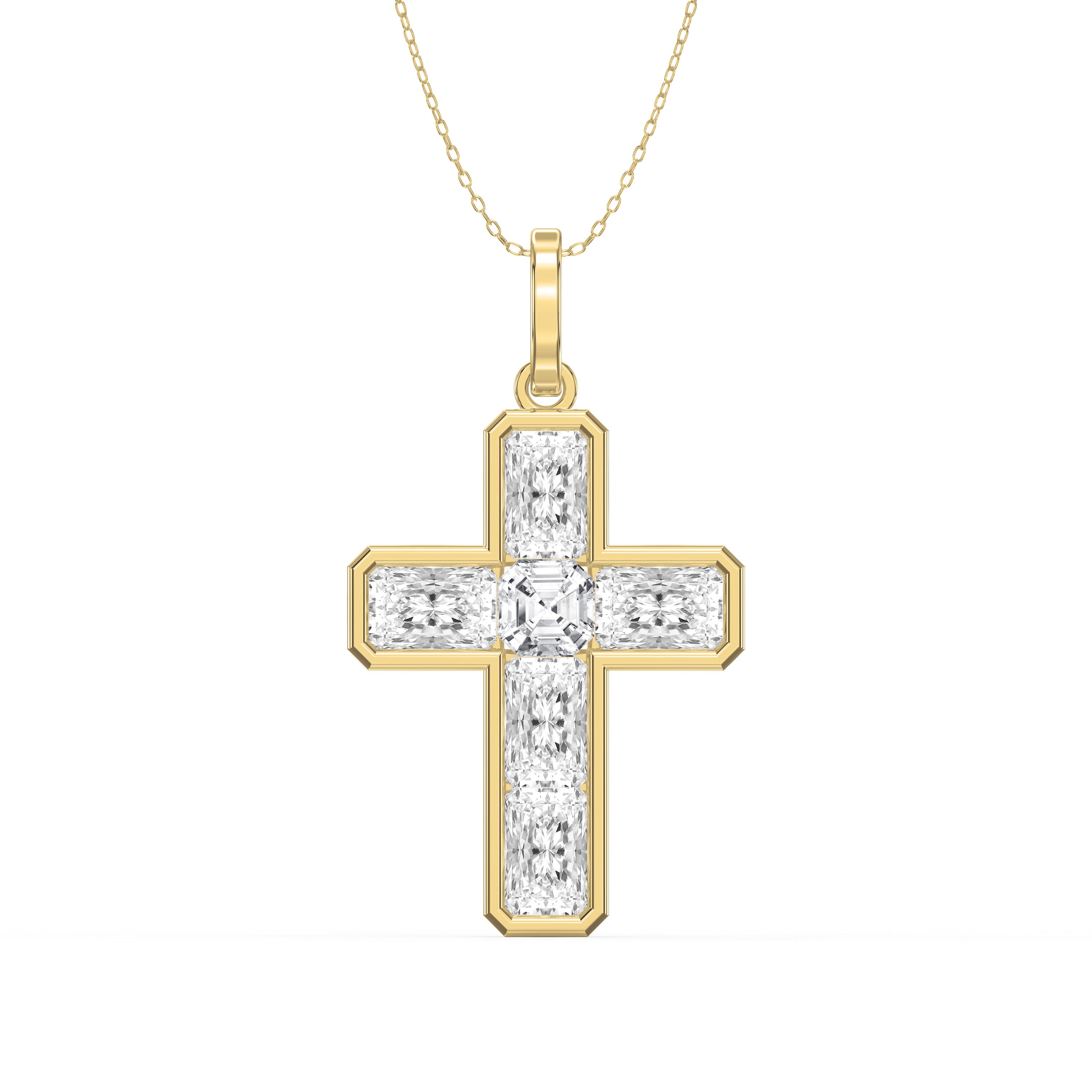 Radiant Diamond Cross Pendant Necklace