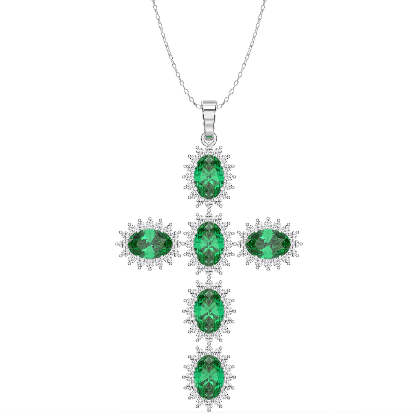 Sterling Oval-Cut Cross Pendant Necklace by Valam Design