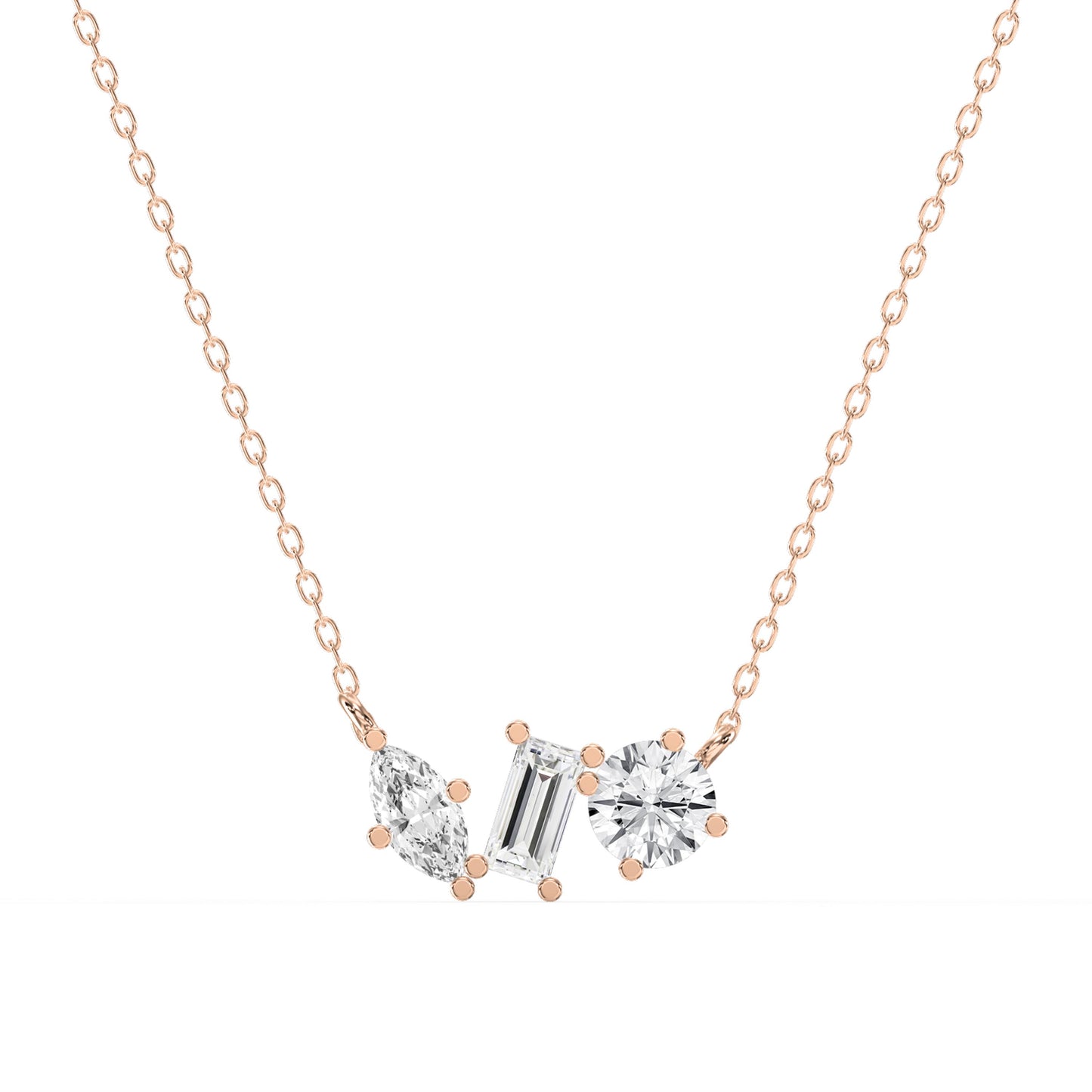 Three Stone Diamond Pendant Necklace