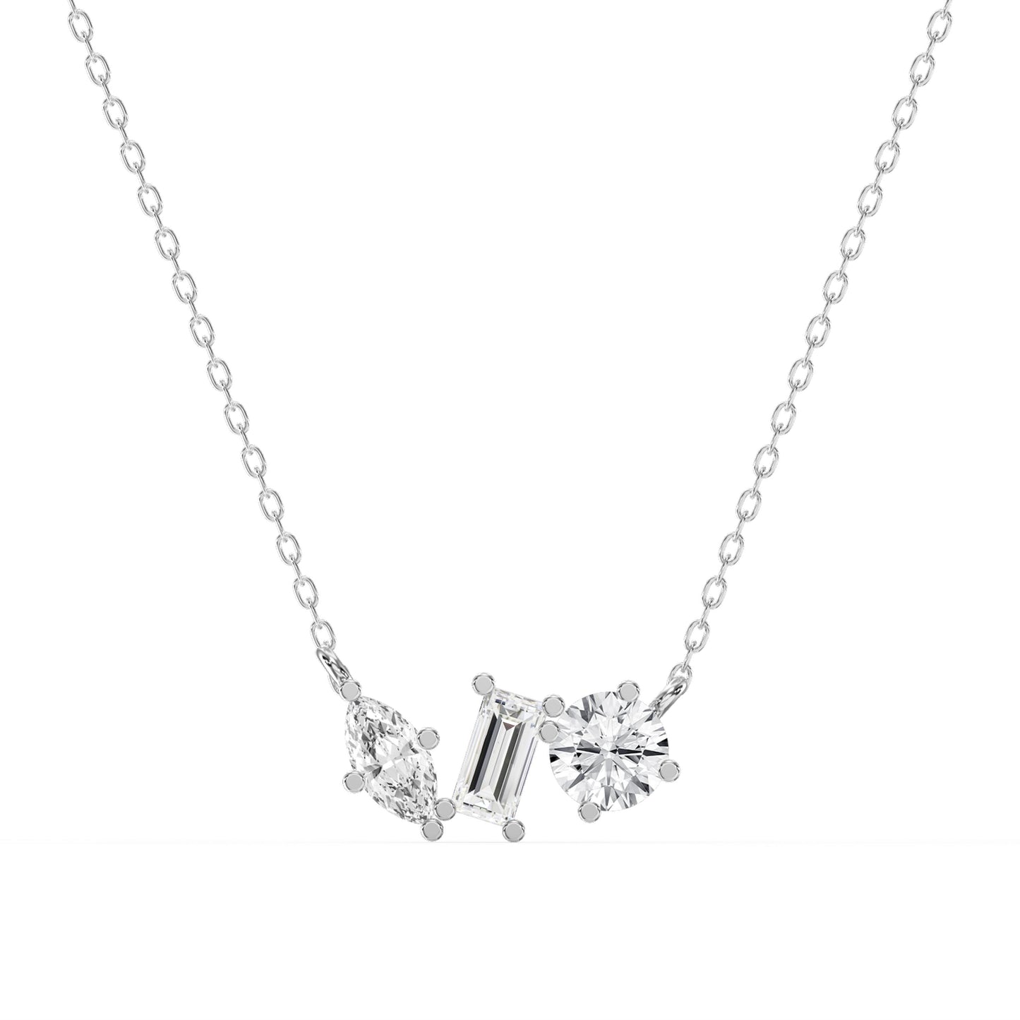 Three Stone Diamond Pendant Necklace
