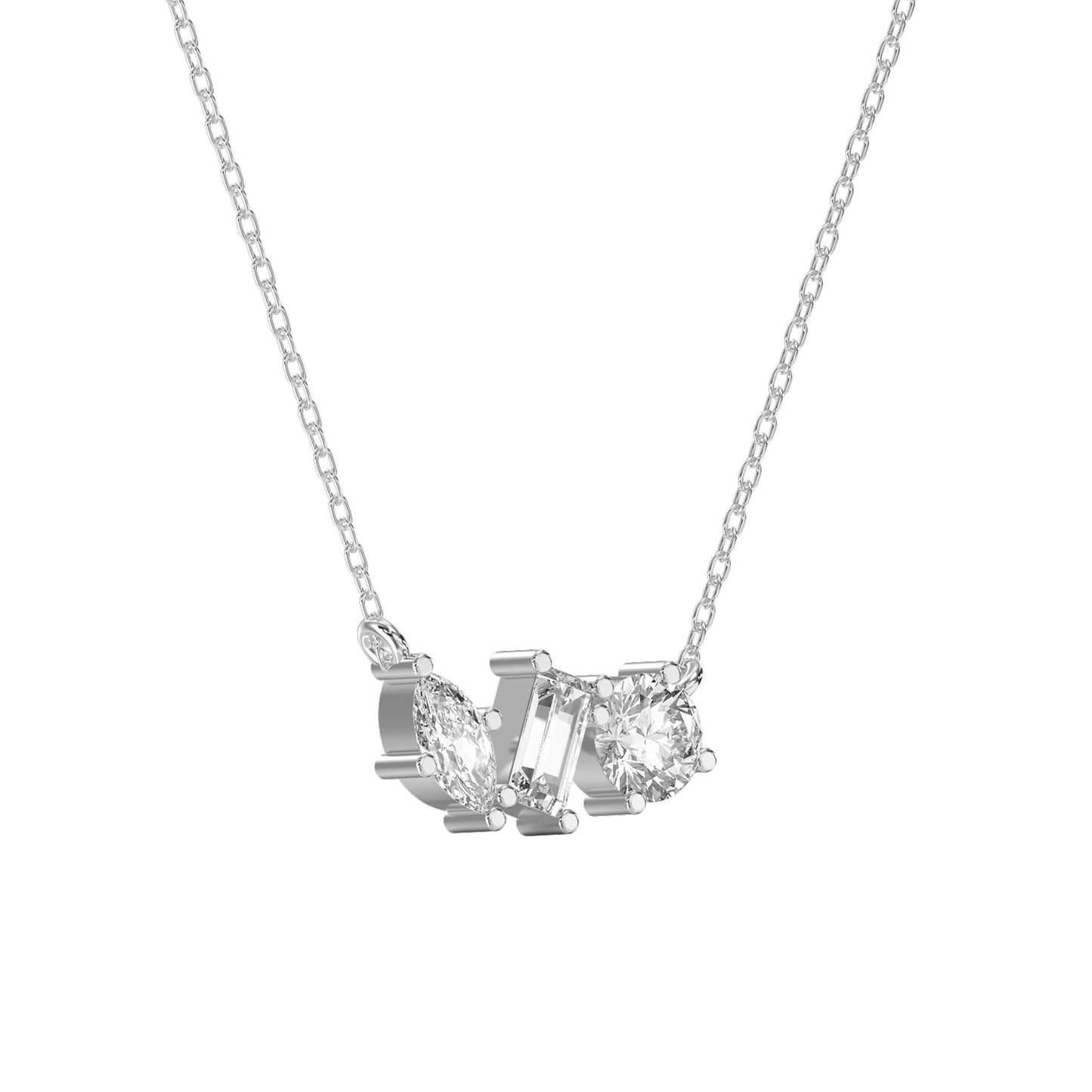 Three Stone Diamond Pendant Necklace