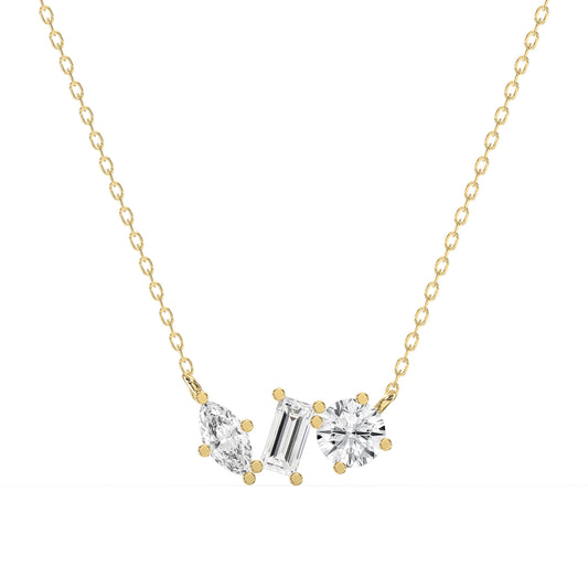 Three Stone Diamond Pendant Necklace