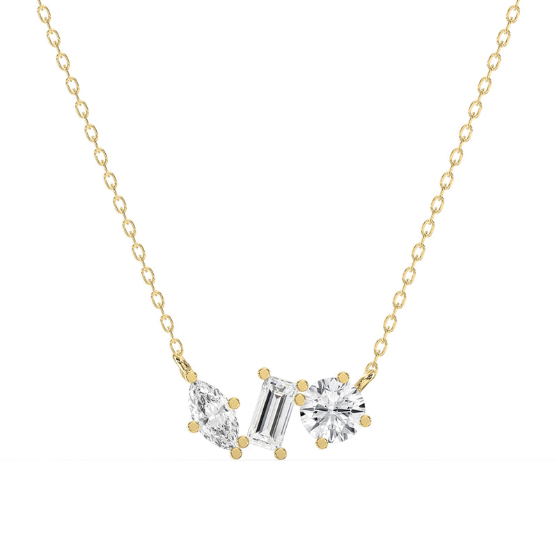 Three Stone Diamond Pendant Necklace
