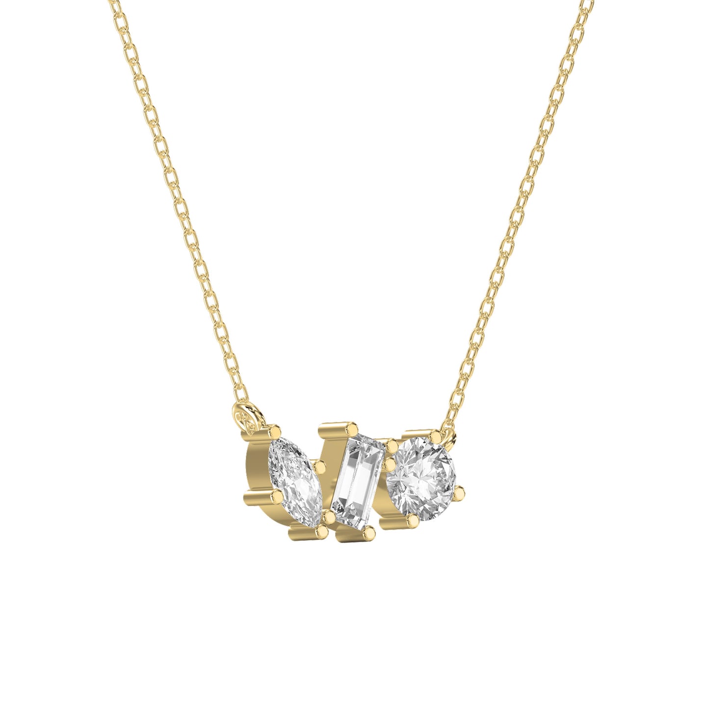 Three Stone Diamond Pendant Necklace