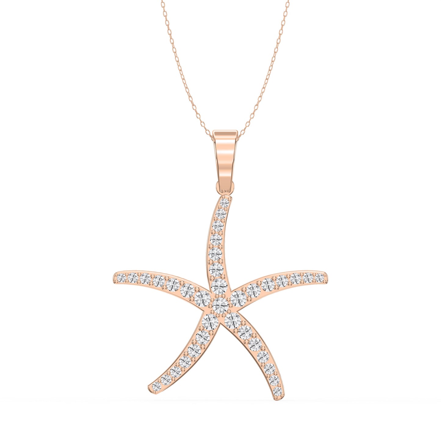 Round Diamond Starfish Embrace Pendant Necklace