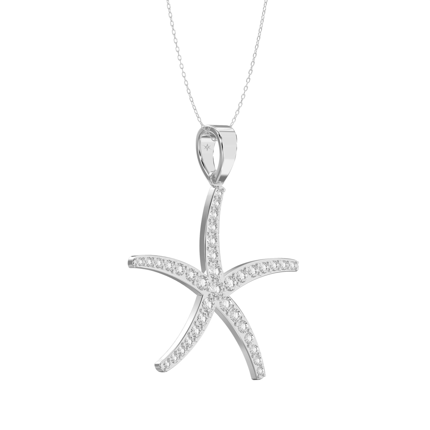 Round Diamond Starfish Embrace Pendant Necklace
