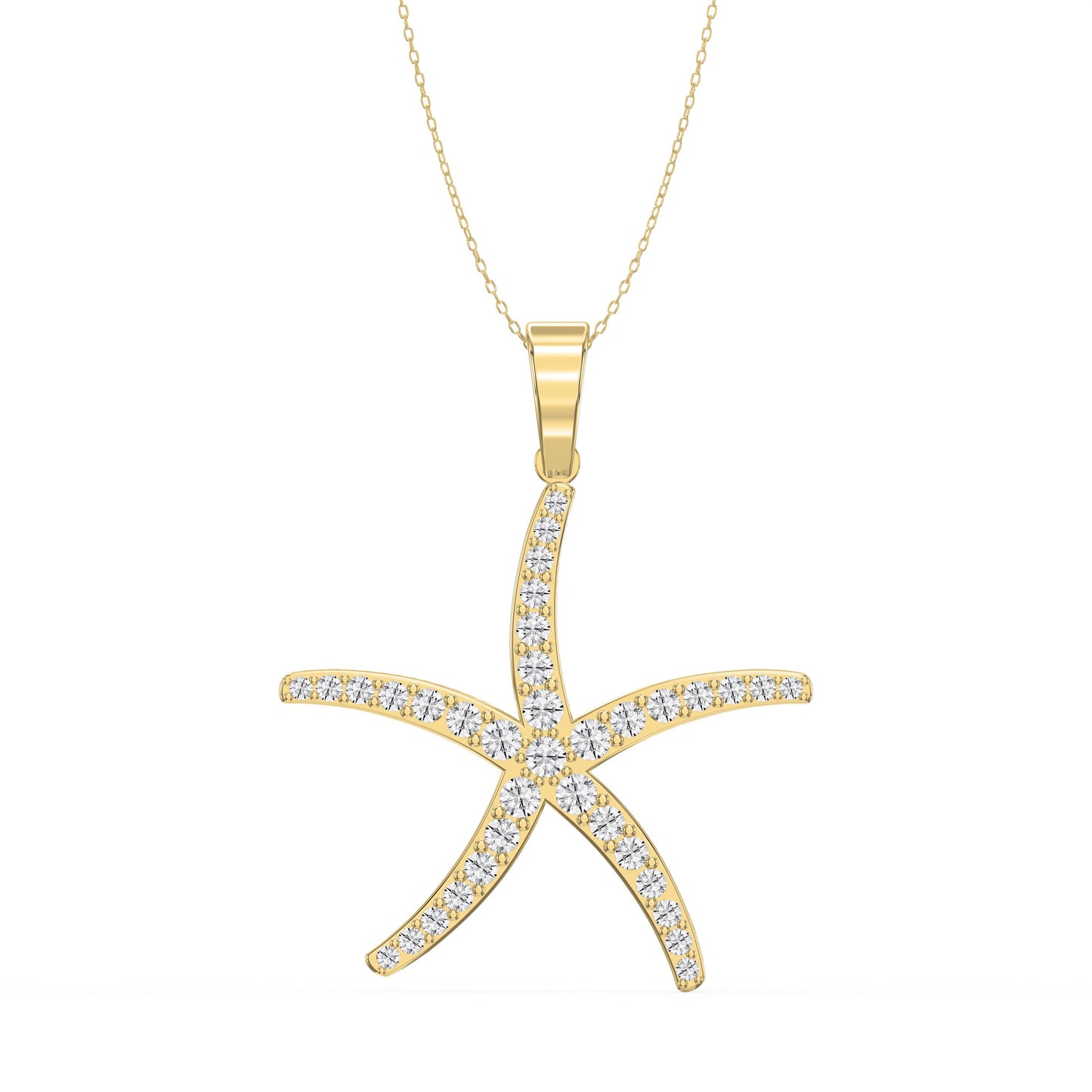 Round Diamond Starfish Embrace Pendant Necklace