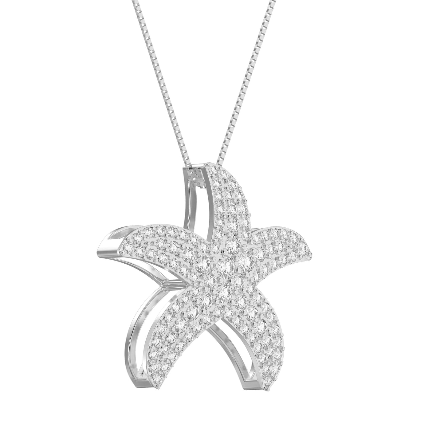 Round Diamond Celestial Starfish Pendant