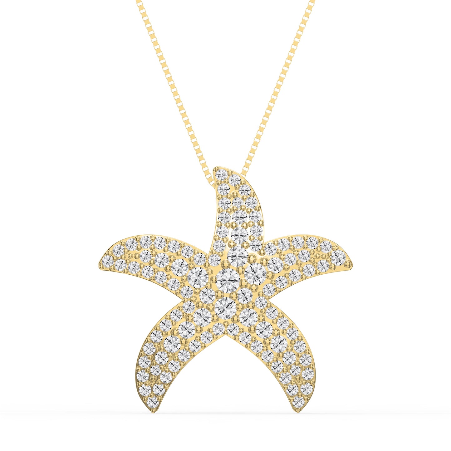 Round Diamond Celestial Starfish Pendant