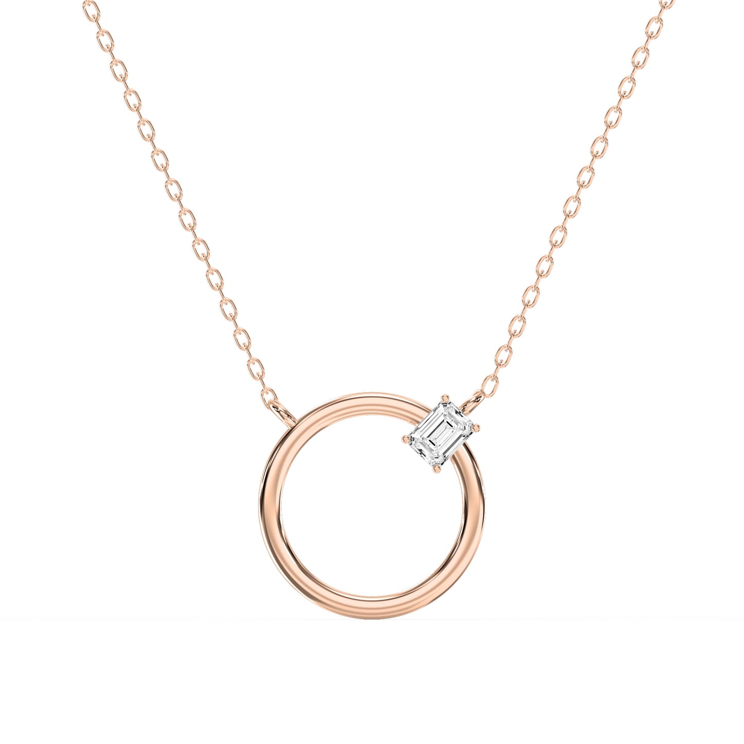 Circle Design Diamond Pendant Necklace