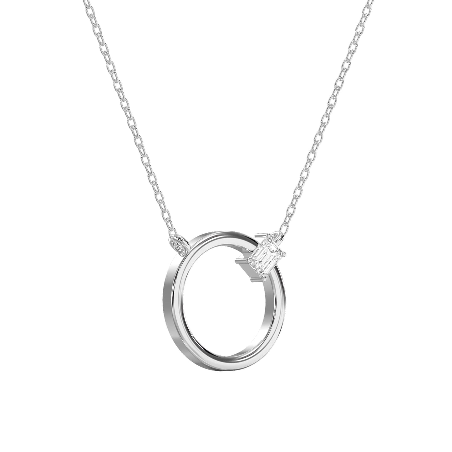 Circle Design Diamond Pendant Necklace