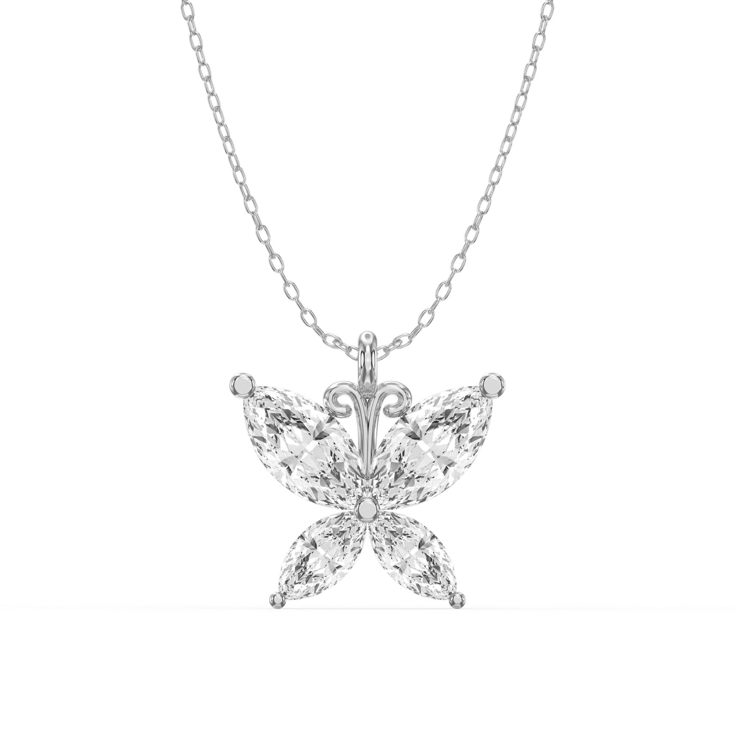 Butterfly Design Marquise Diamond Pendant Necklace