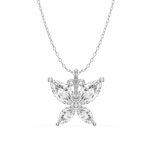 Butterfly Design Marquise Diamond Pendant Necklace
