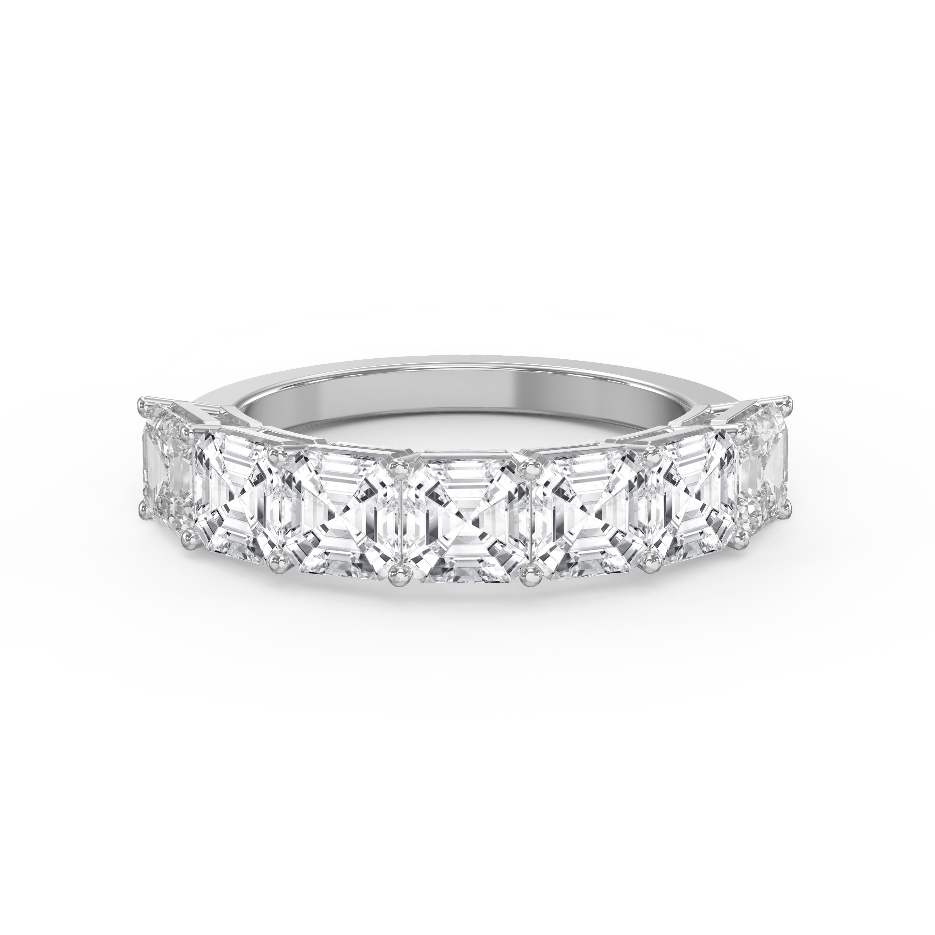 Luxury Asscher Cut Half Diamond Band