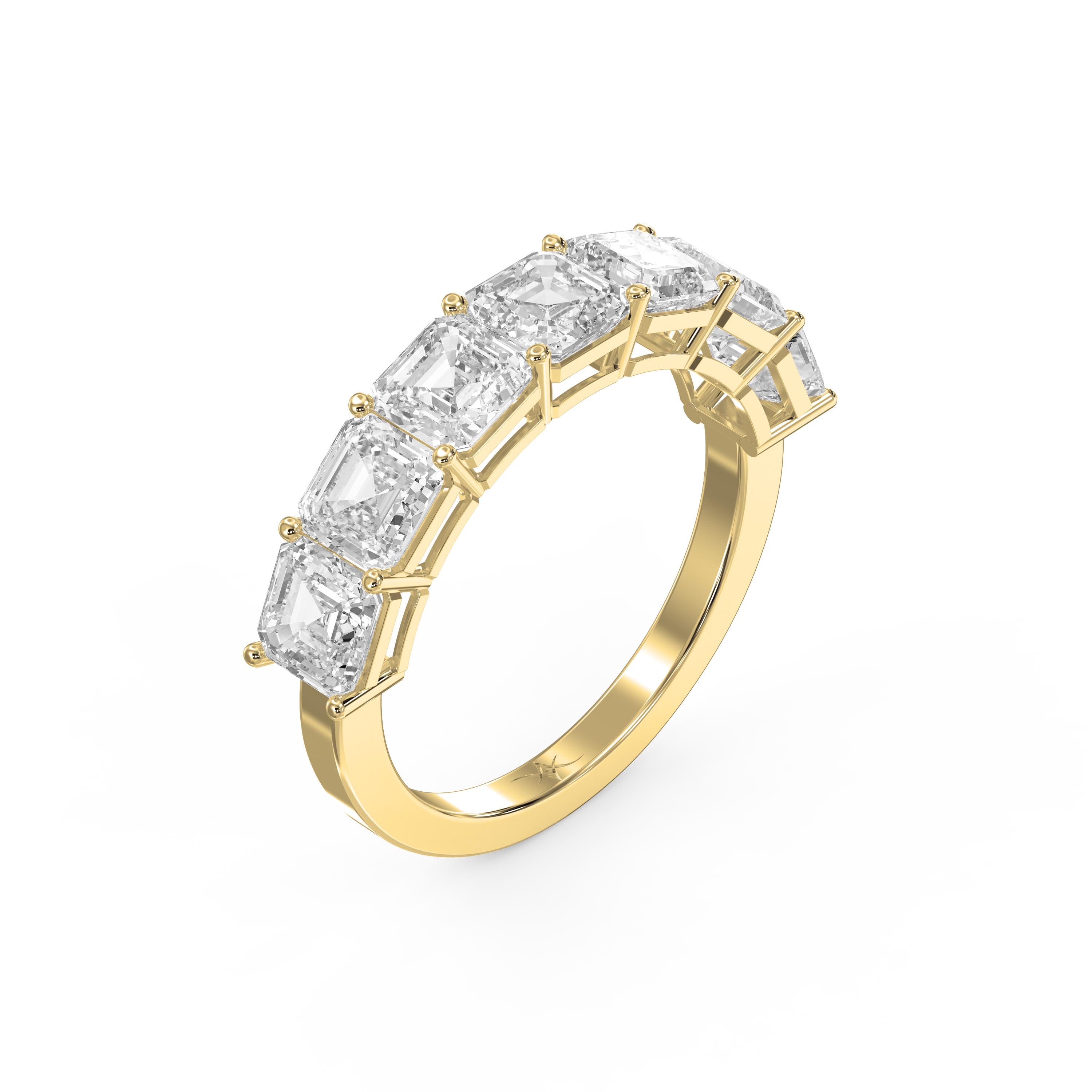 Luxury Asscher Cut Half Diamond Band