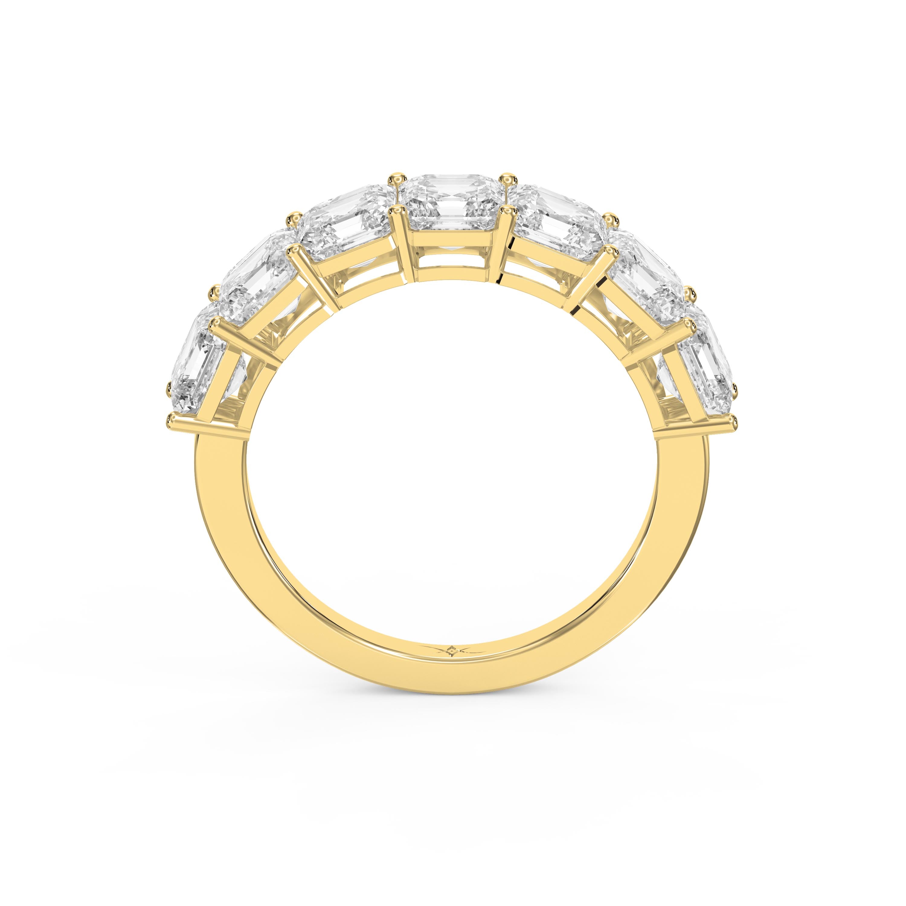 Luxury Asscher Cut Half Diamond Band