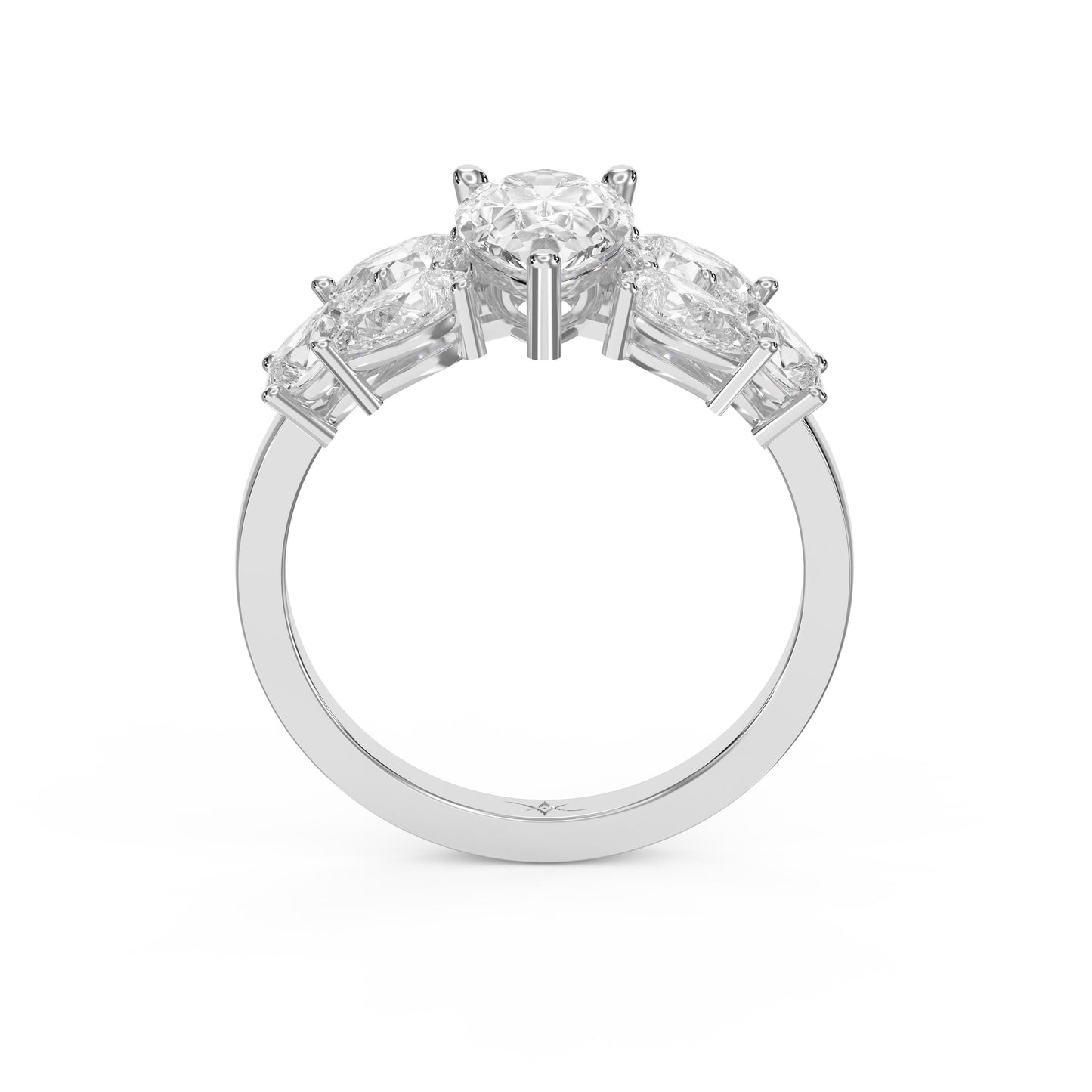 Floral Cocktail Cluster Design Pear Shape Diamond Fashion Ring