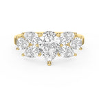 Floral Cocktail Cluster Design Pear Shape Diamond Fashion Ring