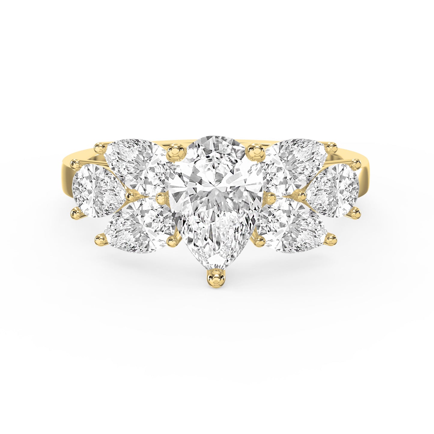Floral Cocktail Cluster Design Pear Shape Diamond Fashion Ring