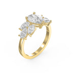Floral Cocktail Cluster Design Pear Shape Diamond Fashion Ring