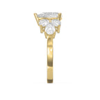 Floral Cocktail Cluster Design Pear Shape Diamond Fashion Ring