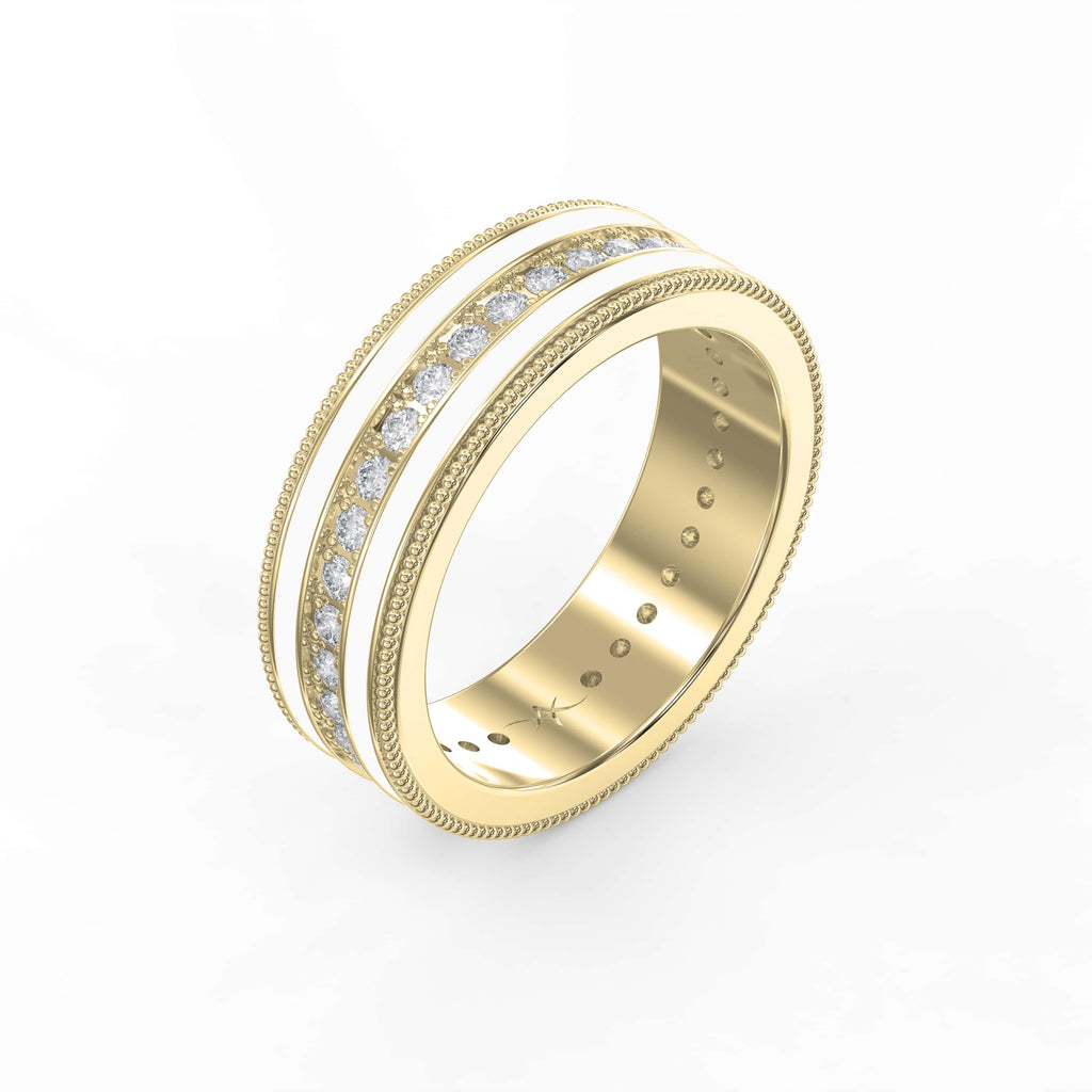 Half Carat Round Diamond With White Enamel Band
