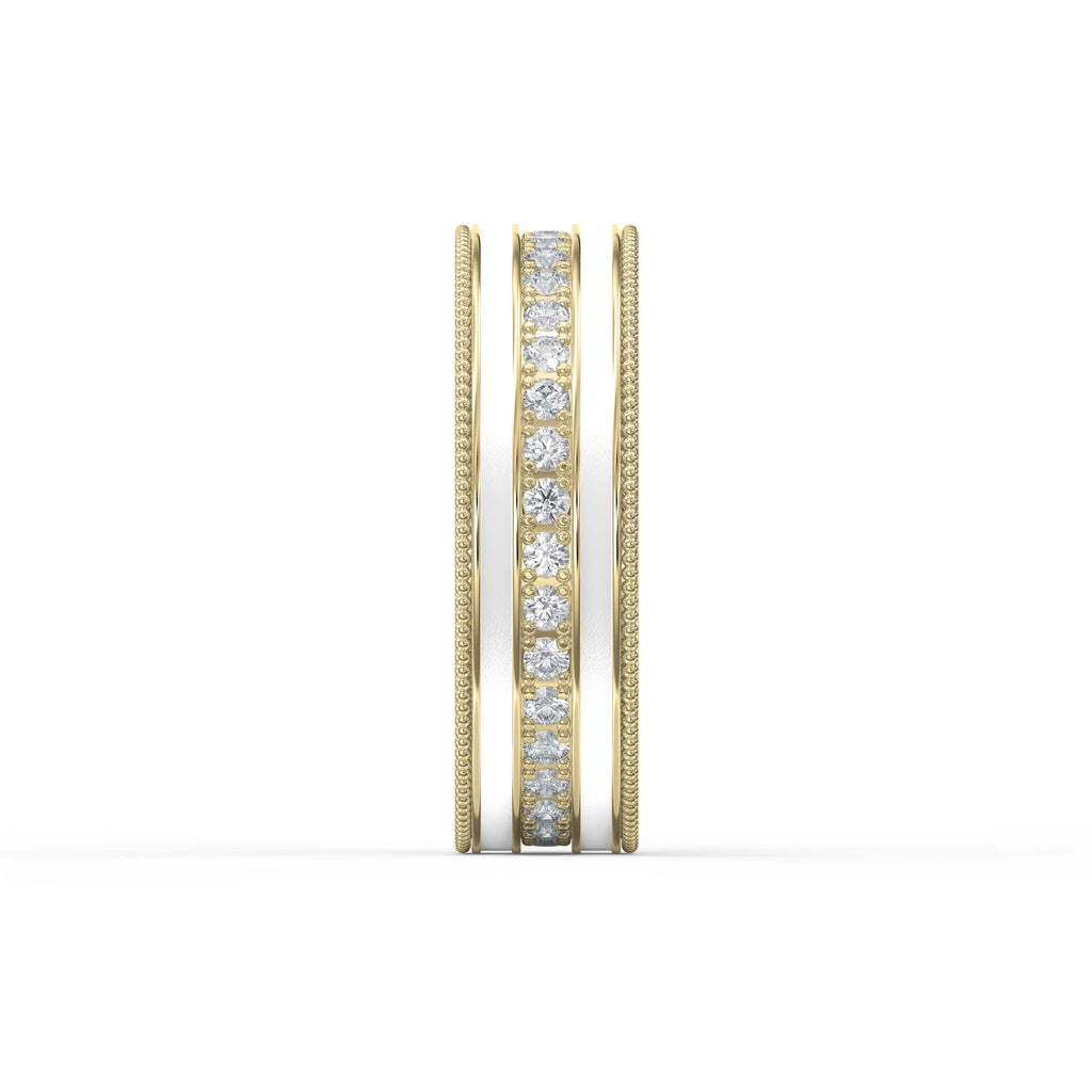 Half Carat Round Diamond With White Enamel Band