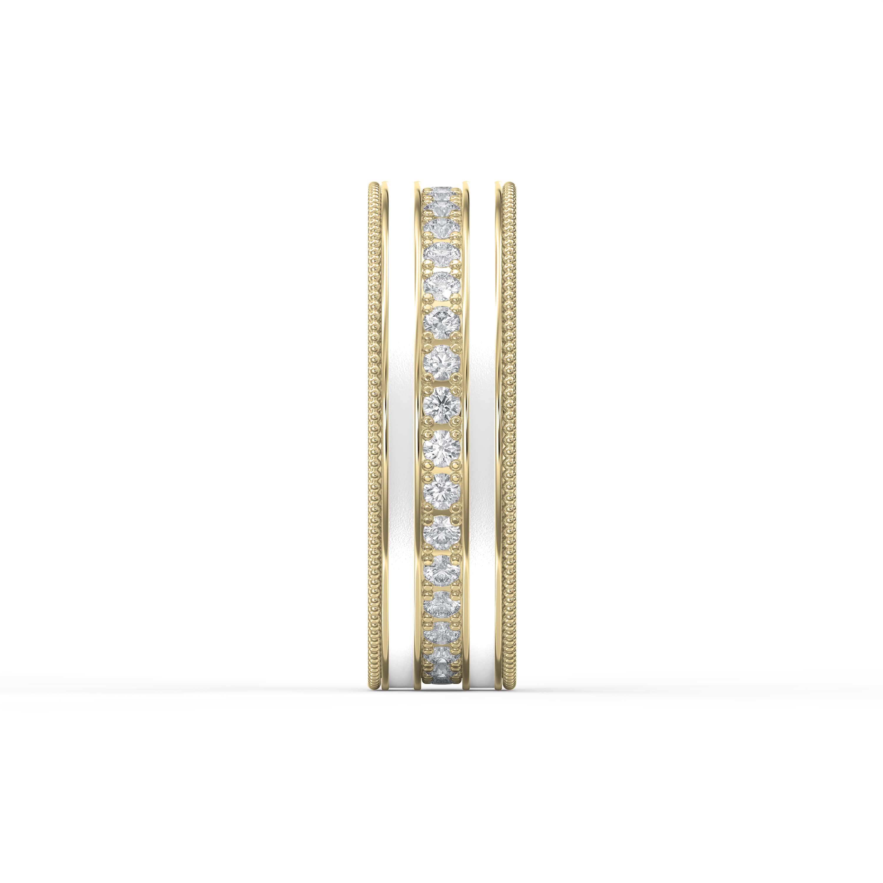 Half Carat Round Diamond With White Enamel Band