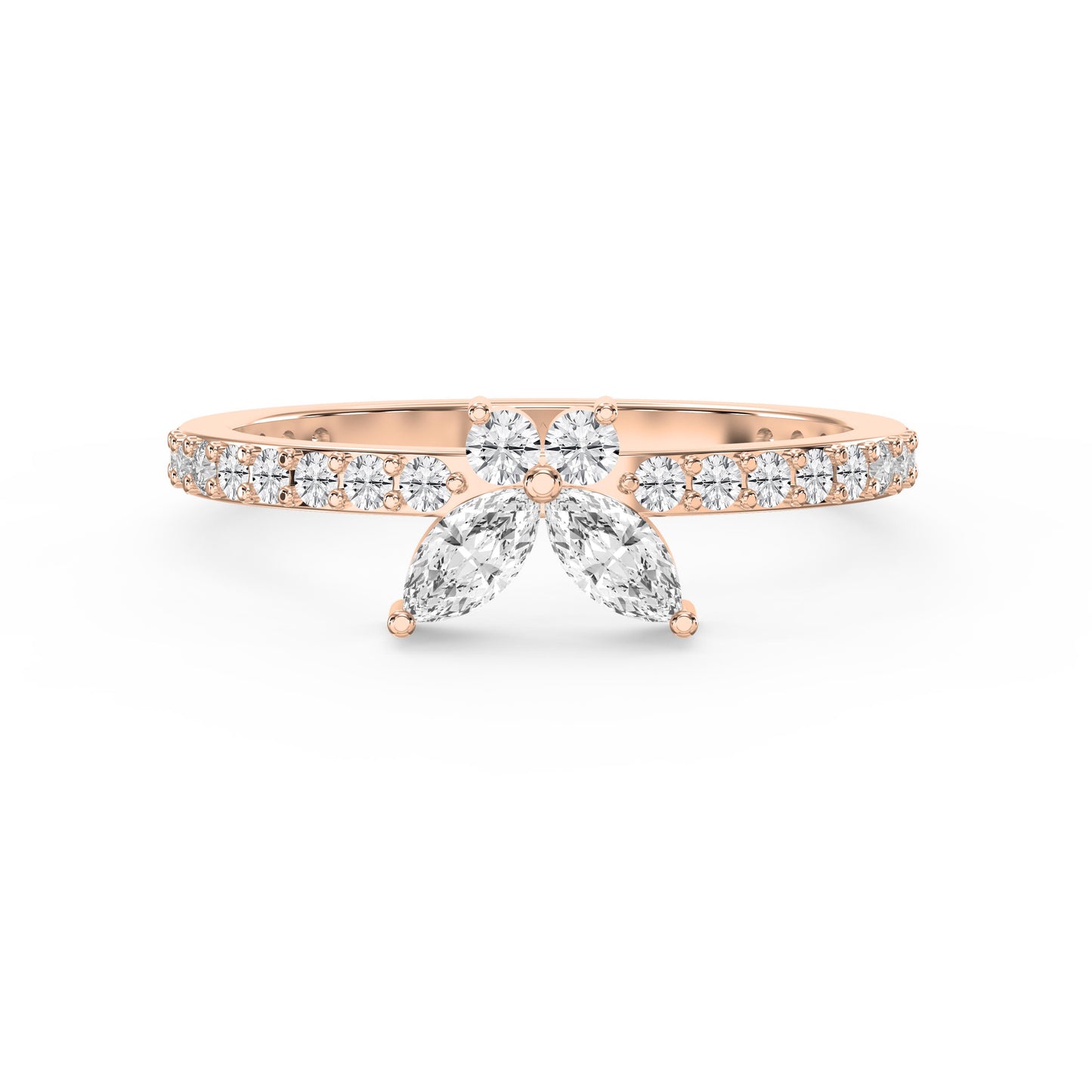 Elegant Floral Marquise and Round Diamond Ring
