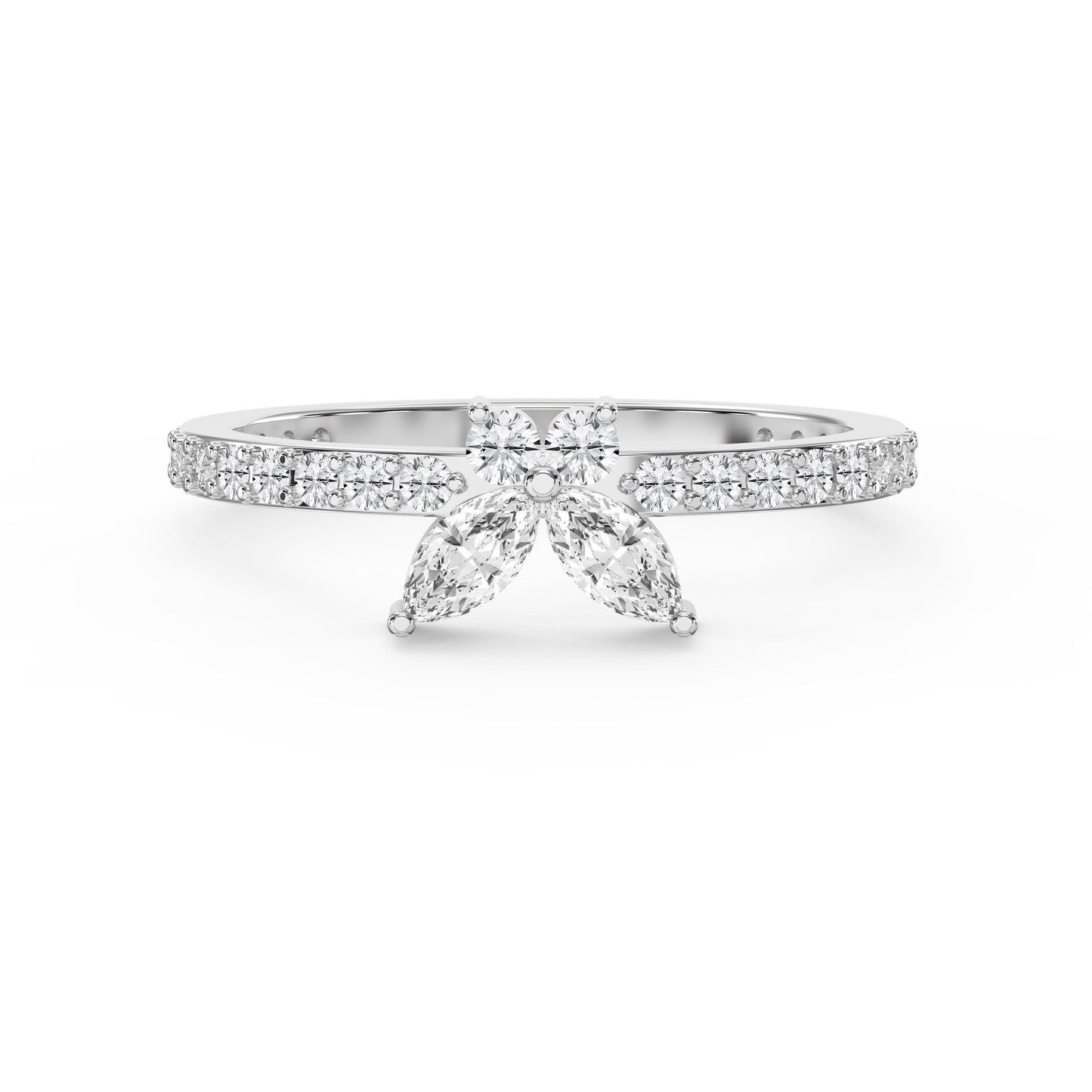 Elegant Floral Marquise and Round Diamond Ring