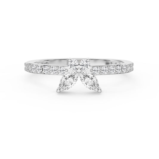 Elegant Floral Marquise and Round Diamond Ring