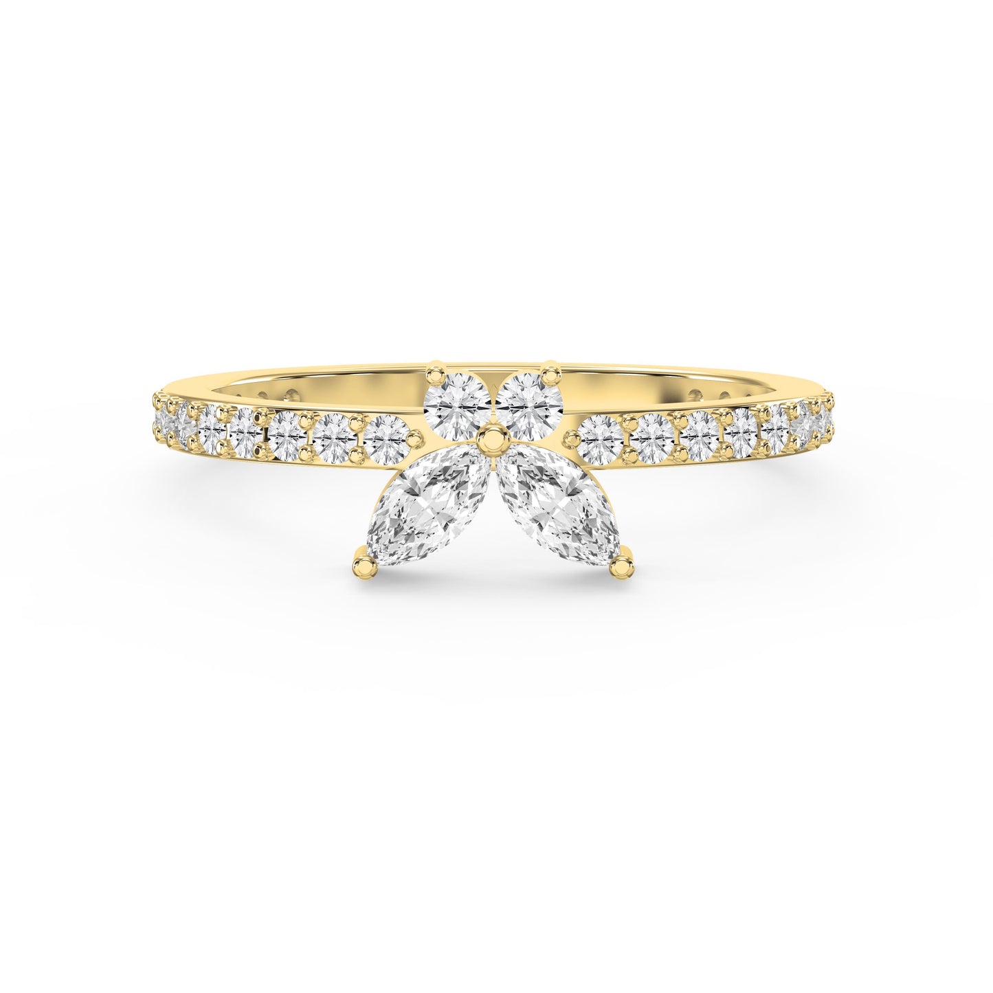 Elegant Floral Marquise and Round Diamond Ring