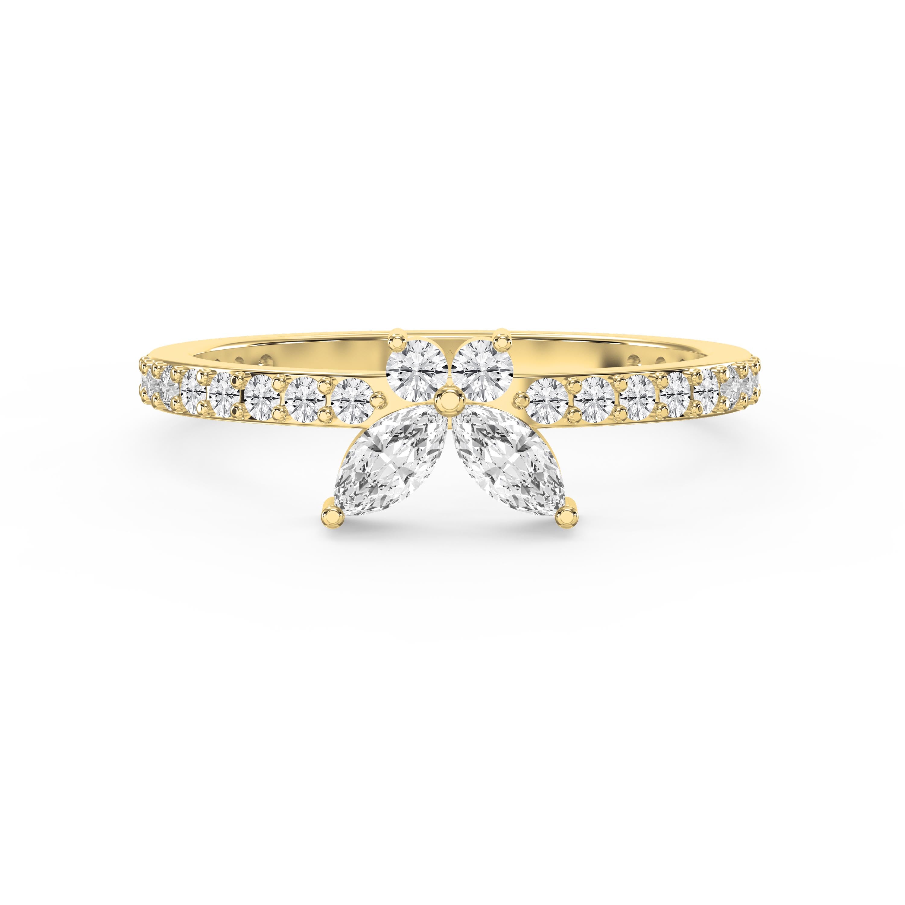 Elegant Floral Marquise and Round Diamond Ring