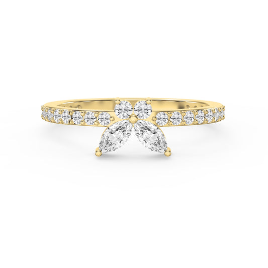 Elegant Floral Marquise and Round Diamond Ring