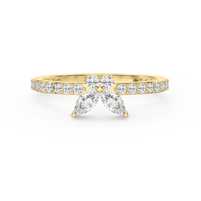 Elegant Floral Marquise and Round Diamond Ring