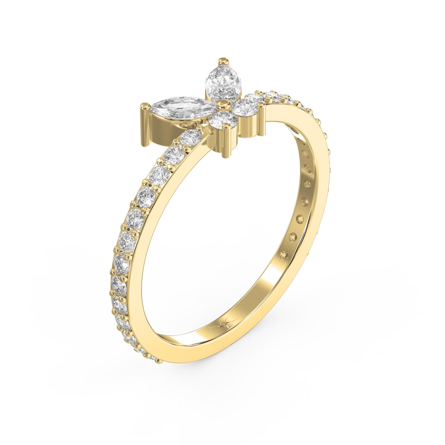 Elegant Floral Marquise and Round Diamond Ring